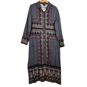 NWT J Jill Wearever Longsleeve Button Midi Shift Shirt Dress Sz M Office Casual